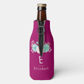パステルピンク&グリーンフローラブーケオンマゼンタバック ボトルクーラー (ボトル裏面)
