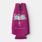 パステルピンク&グリーンフローラブーケオンマゼンタバック ボトルクーラー (裏面)