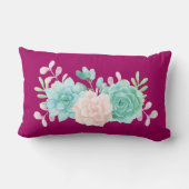 パステルピンク&グリーンフローラブーケオンマゼンタバック ランバークッション (裏面)