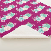 パステルピンク&グリーンフローラブーケパターン シェルパブランケット (3/4)