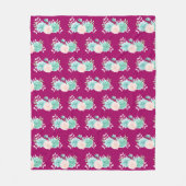 パステルピンク&グリーンフローラブーケパターン フリースブランケット (正面)
