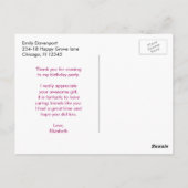 パステルピンク&グリーンフローラブーケパーティー有難う ポストカード (裏面)