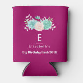 パステルピンク&グリーンフローラブーケ誕生日 缶クーラー (正面)