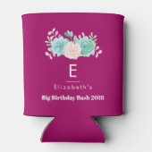 パステルピンク&グリーンフローラブーケ誕生日 缶クーラー (裏面)