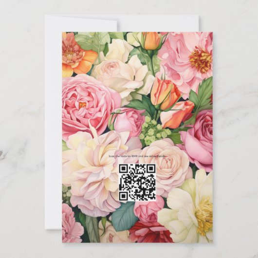 パステルピンク、グリーン、サンディブラウン春の結婚式 招待状 (裏面)