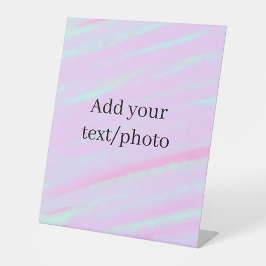 パステルピンク グリーン 写真 テキスト 水彩 レトロ 台座サイン (正面)