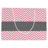 パステルピンク&グレーシェブロンベビーシャワーコレクション ラージペーパーバッグ (裏面)