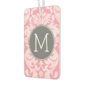 パステルピンク&グレーダマスクパターンカスタムモノグラム カーエアーフレッシュナー (左)