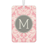 パステルピンク&グレーダマスクパターンカスタムモノグラム カーエアーフレッシュナー (裏面)