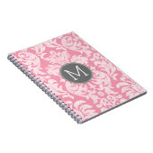 パステルピンク&グレーダマスクパターンカスタムモノグラム ノートブック (右側)