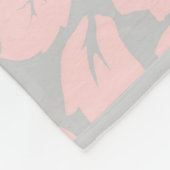 パステルピンク&グレーフローラ フリースブランケット (角)