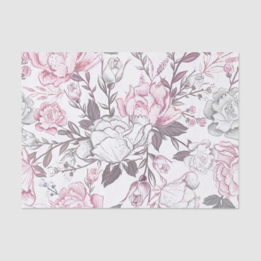 パステルピンク&グレーベビーガールの花 薄葉紙 (正面)