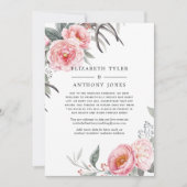 パステルピンク＆グレーボホフラワーの縮小ゲストリスト 案内状 (正面)