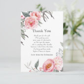 パステルピンク&グレーボホフローラベビーシャワー サンキューカード (スタンド正面)