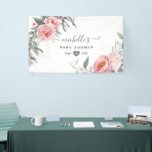 パステルピンク&グレーボホフローラベビーシャワー 横断幕 (トレードショー)