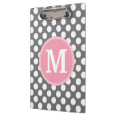 パステルピンク&グレー水玉模様スカスタムウィズモノグラム クリップボード (左)