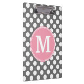 パステルピンク&グレー水玉模様スカスタムウィズモノグラム クリップボード (右)