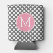 パステルピンク&グレー水玉模様ズ – クラシックモノグラム 缶クーラー (裏面)