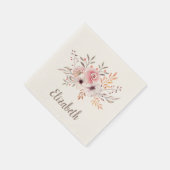 パステルピンク,バラフローラブーケパーソナライズされた- スタンダードカクテルナプキン (角)