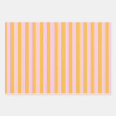 パステルピンク、バラ、玉とサングローイエローストライプズ ラッピングペーパーシート (正面3)