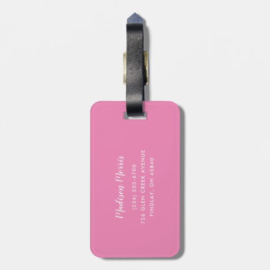 パステルピンク&パープルカスタムフローラモノグラムの ラゲッジタグ (裏面縦)