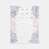 パステルピンク&パープルピオニーフローラベビーマイルストーン フリースブランケット (正面)