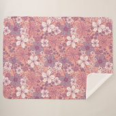 パステルピンク&パープルフローラ シェルパブランケット (正面(横))