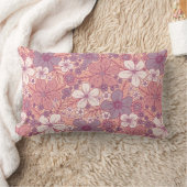 パステルピンク&パープルフローラ ランバークッション (ブランケット)