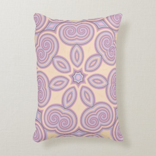 パステルピンク&パープル万華鏡のように千変万化するパターンパターン アクセントクッション (正面(垂直))