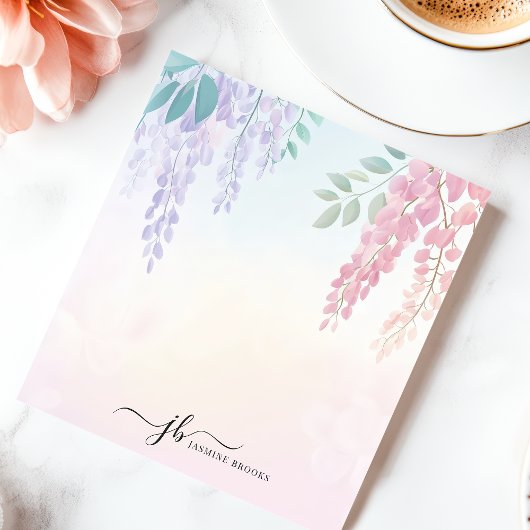 パステルピンク パープル 藤の花 カスタマイズ ノートパッド