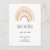 パステルピンク&フェイクグリッターボホレインザデイト インビテーションポストカード (正面)