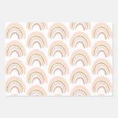 パステルピンク&フェイクグリッターボホレインボーパターン ラッピングペーパーシート (正面)