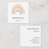 パステルピンク&フェイクグリッターボホレインボー スクエア名刺 (正面/裏面)