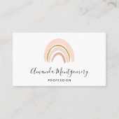 パステルピンク&フェイクグリッターボホレインボー 名刺 (正面)