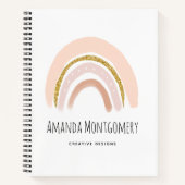 パステルピンク&フェイクグリッターレインボホ ノートブック (正面)