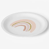 パステルピンク&フェイクグリッターレインボホ ペーパープレート (アングル)