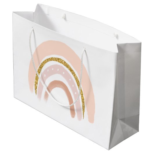 パステルピンク&フェイクグリッターレインボホ ラージペーパーバッグ (裏面アングル)