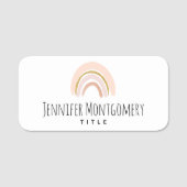 パステルピンク&フェイクグリッターレインボホ 名札 (正面)