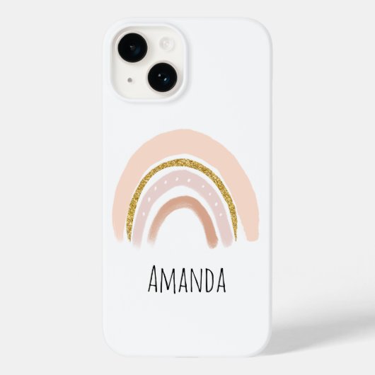 パステルピンク&フェイクグリッターレインボホ Case-Mate iPhoneケース (裏面)