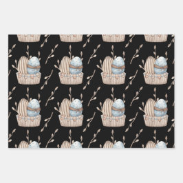 パステルピンク&ブルーイースターエッグ ラッピングペーパーシート