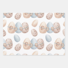 パステルピンク&ブルーイースターエッグ ラッピングペーパーシート