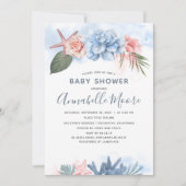 パステルピンク&ブルービーチベビーシャワー 招待状 (正面)