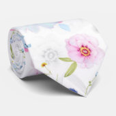 パステルピンク&ブルーフラワーネックタイ ネクタイ (ロール)