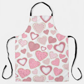 パステルピンク&ホワイトバレンタインデーハート エプロン (正面)