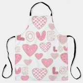 パステルピンク&ホワイトバレンタインデーハート エプロン (正面)