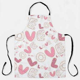 パステルピンク&ホワイトバレンタインデーラブ エプロン