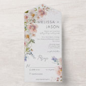 パステルピンク&ホワイトフローラモダンノディナー オールインワン招待状 (内側)