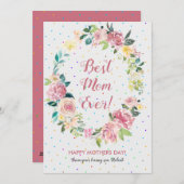 パステルピンク&ホワイトローズリース シーズンカード (正面/裏面)