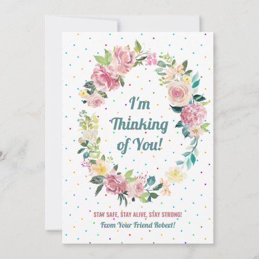 パステルピンク&ホワイトローズリース シーズンカード (正面)