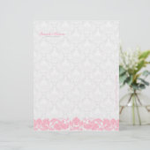 パステルピンク&ホワイトヴィンテージダマスク&スワーズ レターヘッド (スタンド正面)